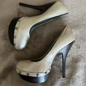 H by Halston Suede Stud Heels